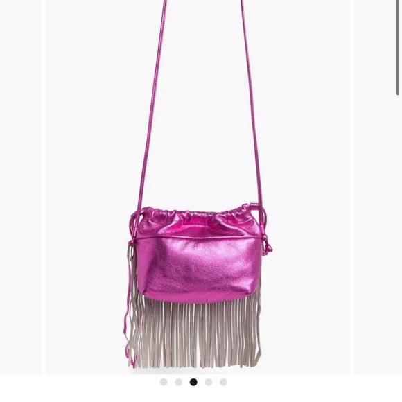 NWT Rebecca Minkoff Fringe  metallic Magenta Everything Bag - Picture 3 of 8